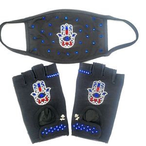 HAMSA SWAROVSKI FACE MASK AND EXERCISE GLOVES